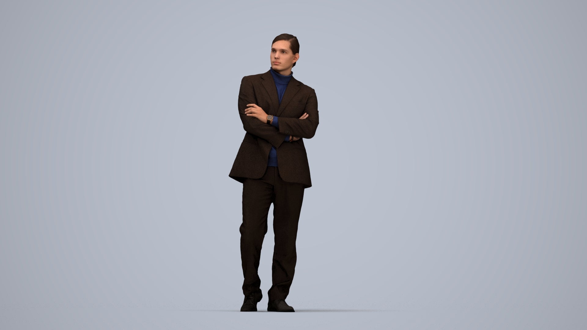 realistic 3D people man business, render-ready for V-Ray and Corona, FBX OBJ, top-down view render