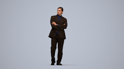 realistic 3D people man business, render-ready for V-Ray and Corona, FBX OBJ, top-down view render