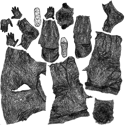 realistic 3D people senior man casual walking, render-ready for V-Ray and Corona, FBX OBJ, wireframe top-down view