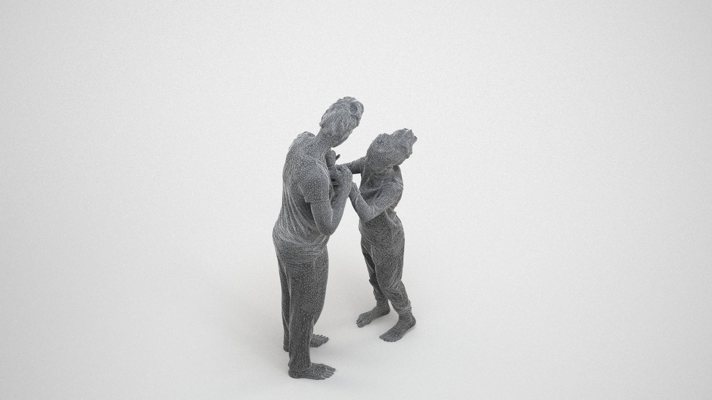 photogrammetry 3D girl mix, realistic human model archviz FBX, wireframe three-quarter view