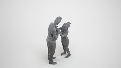 photogrammetry 3D girl mix, realistic human model archviz FBX, wireframe three-quarter view