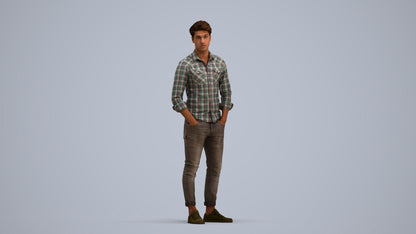3D scanned man mix casual, photorealistic archviz people for Enscape and SketchUp, standing pose render