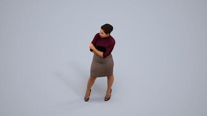 3D people model woman business standing, scanned human for 3ds Max rendering, back view render