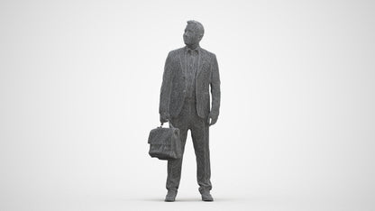 realistic 3D human man business, archviz people FBX OBJ for Blender, three-quarter front view render