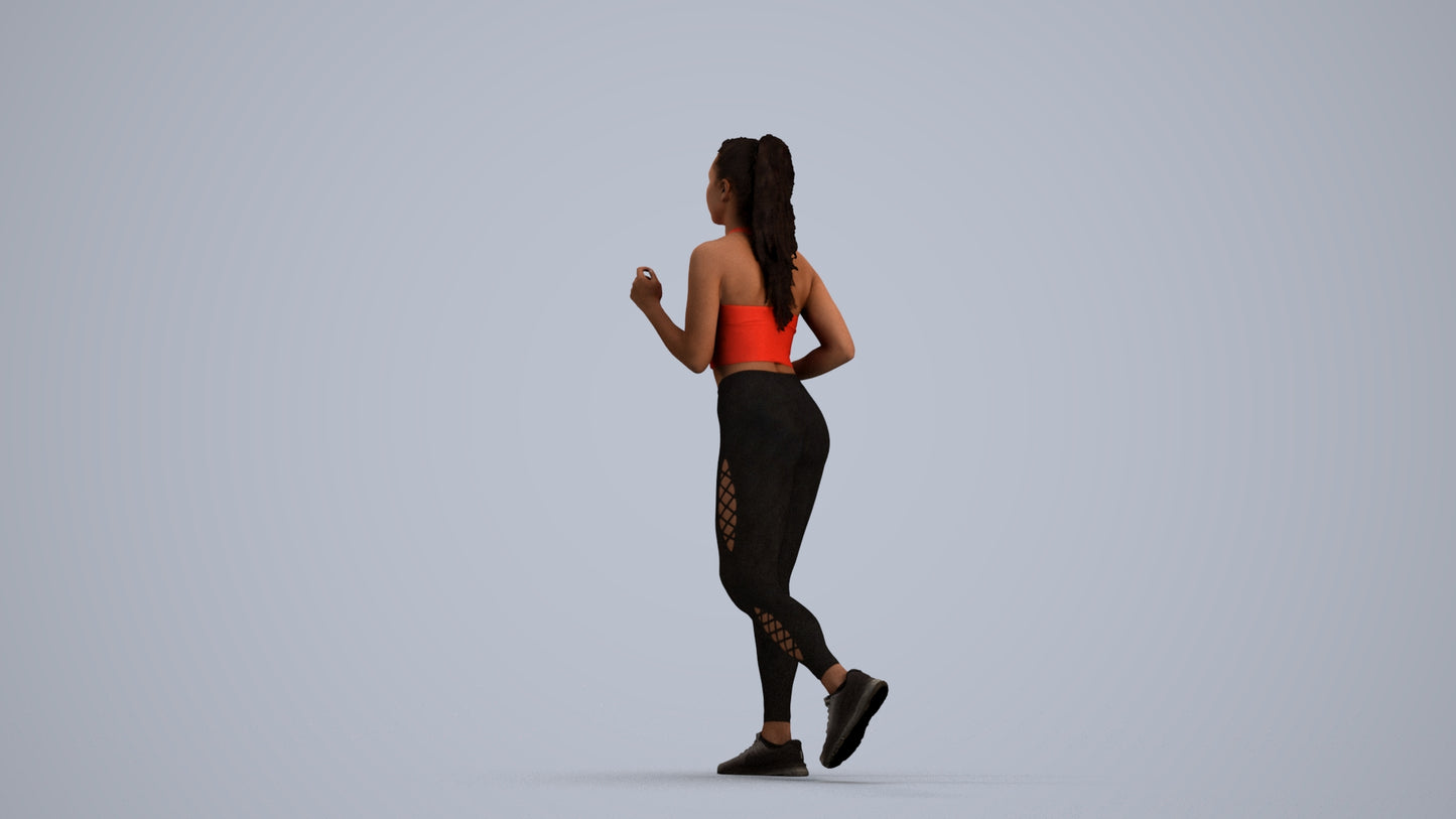 scanned 3D woman sport, photogrammetry people for Enscape and V-Ray, front view render