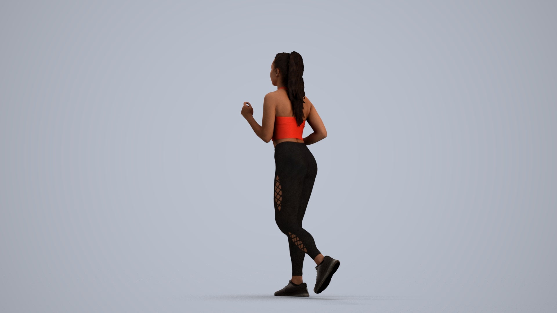 scanned 3D woman sport, photogrammetry people for Enscape and V-Ray, front view render