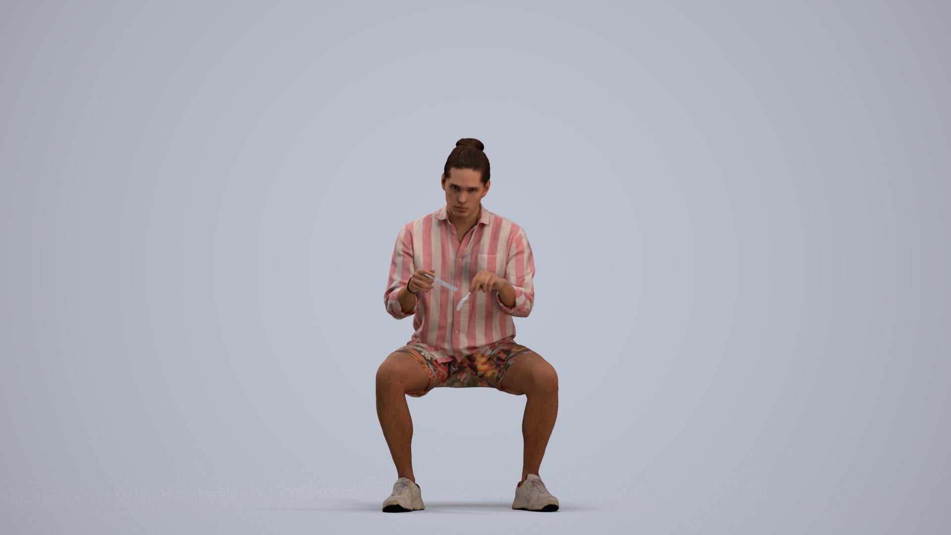 3D people model man casual sitting, scanned human for 3ds Max rendering, standing pose render