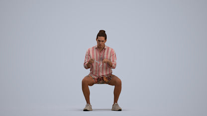 3D people model man casual sitting, scanned human for 3ds Max rendering, standing pose render