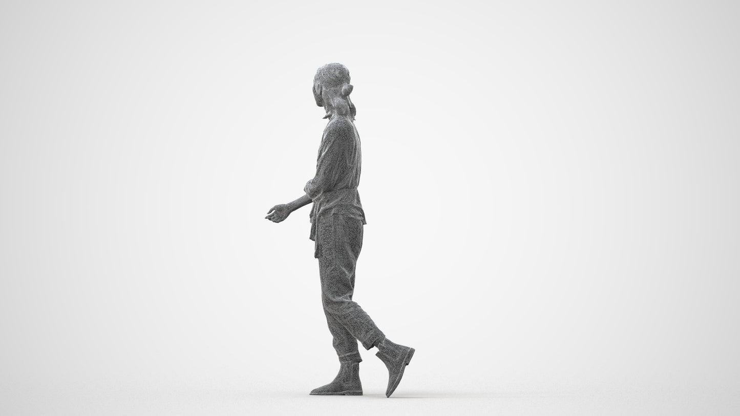 3D people model woman casual walking, scanned human for 3ds Max rendering, square thumbnail