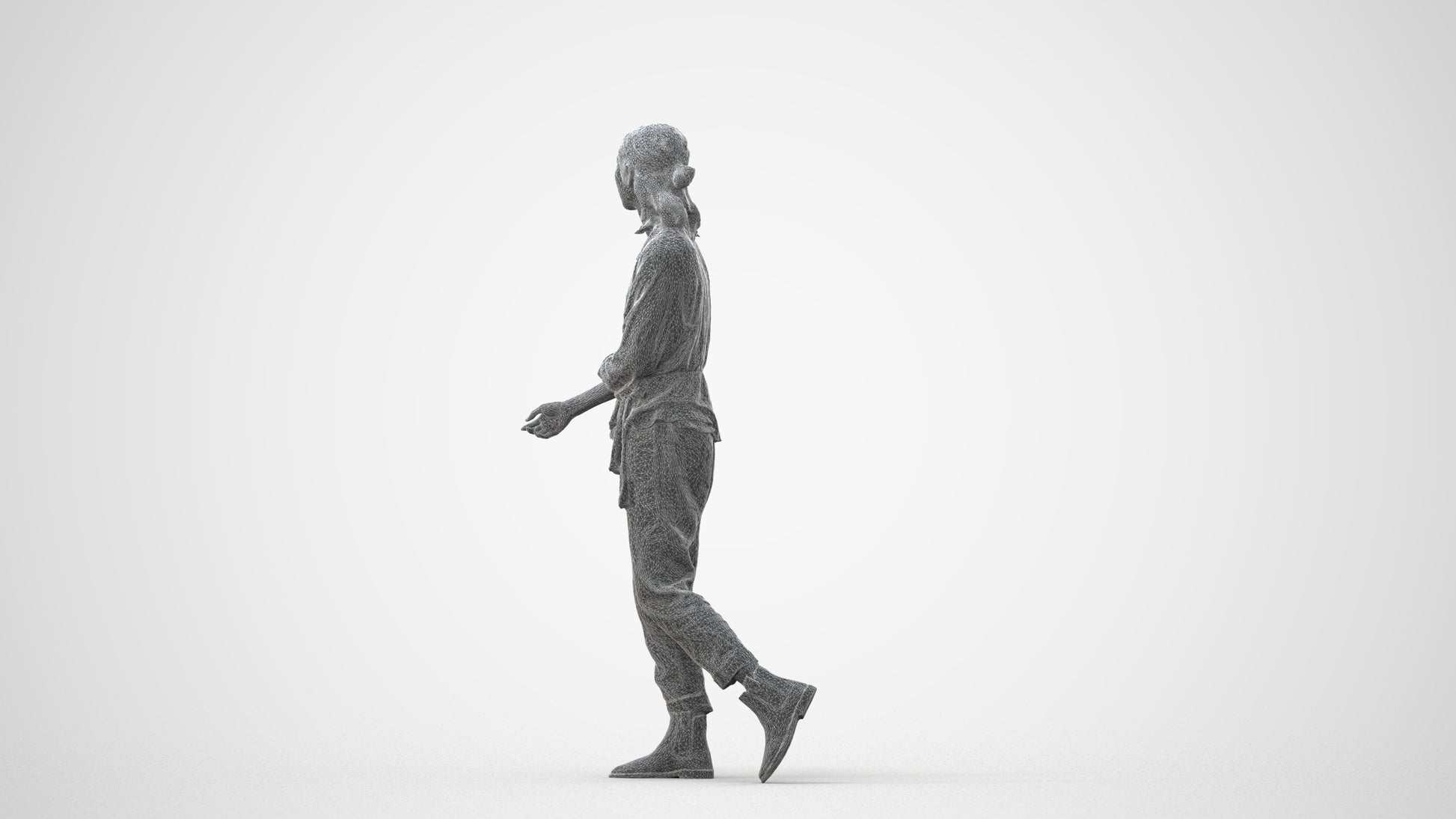 3D people model woman casual walking, scanned human for 3ds Max rendering, square thumbnail