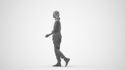 3D people model woman casual walking, scanned human for 3ds Max rendering, square thumbnail