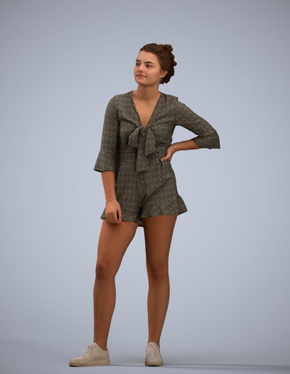 3D human model girl casual kids, photogrammetry scanned person for archviz