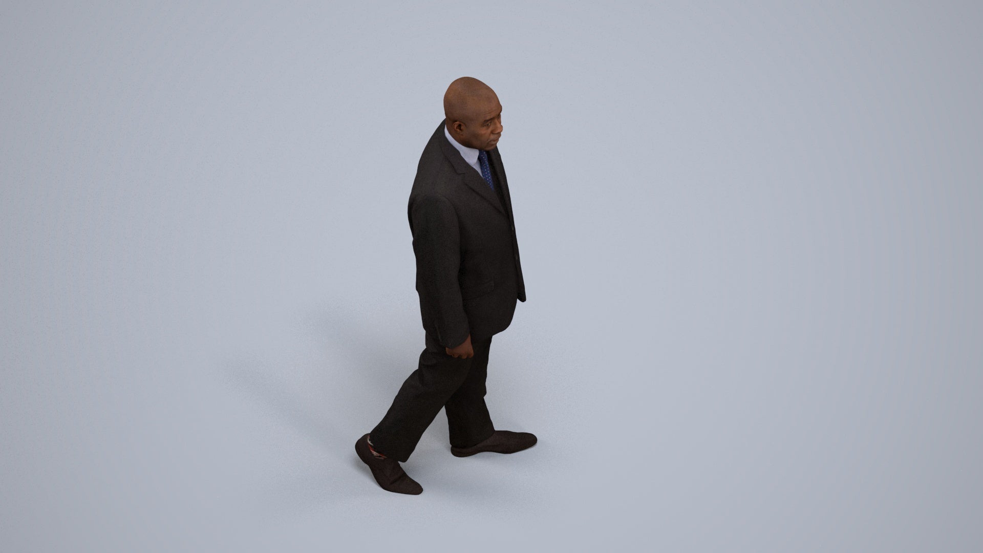 3D scanned man walking business, photorealistic archviz people for Enscape and SketchUp, back view render