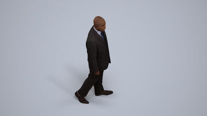 3D scanned man walking business, photorealistic archviz people for Enscape and SketchUp, back view render