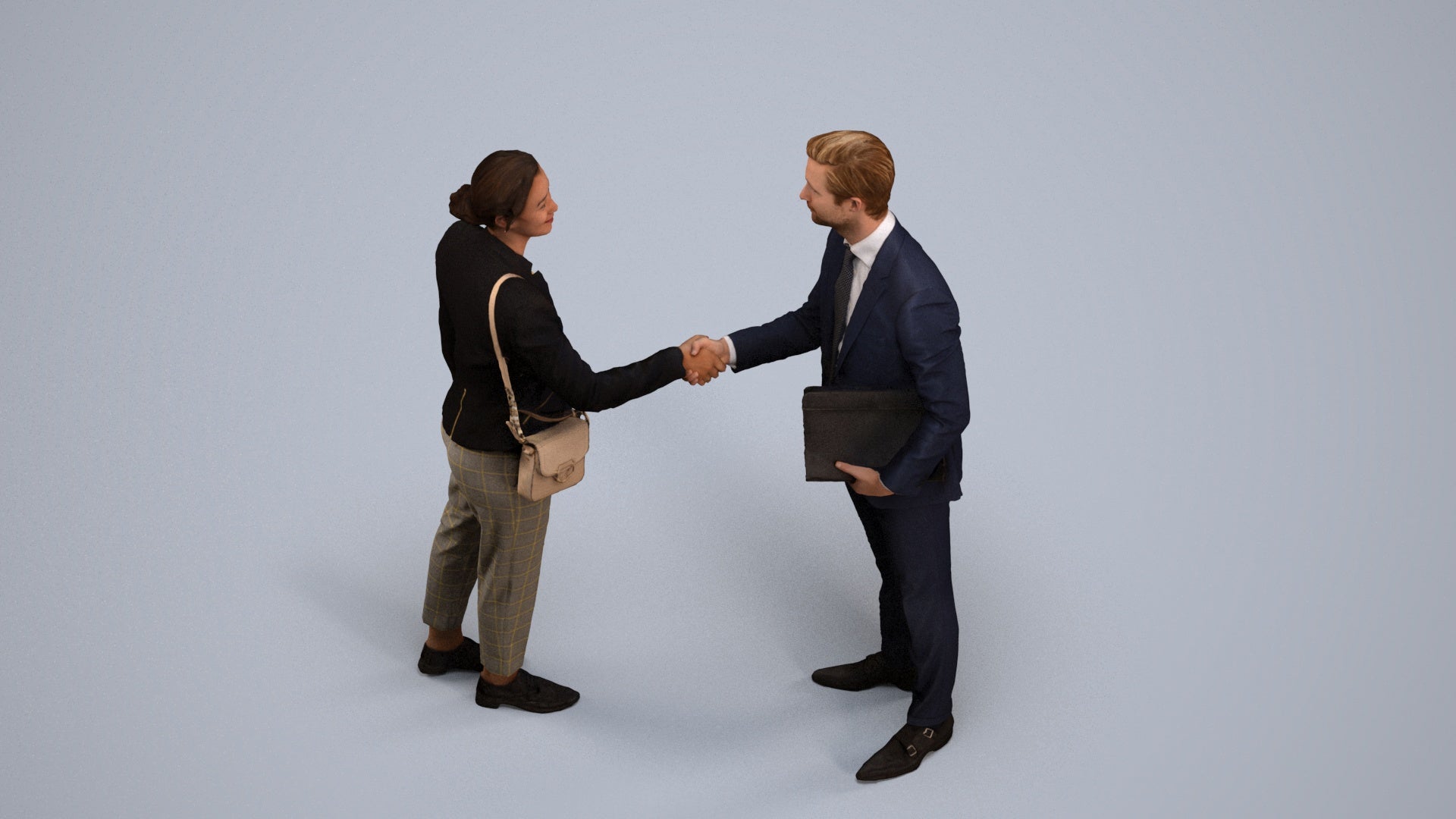 scanned 3D woman business, photogrammetry people for Enscape and V-Ray, back view render