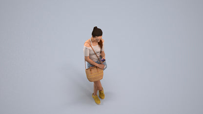 photogrammetry 3D woman casual standing, realistic human model archviz FBX, back view render