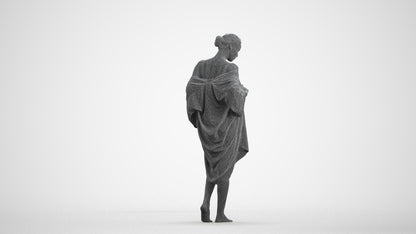 photogrammetry 3D woman bathroom, realistic human model archviz FBX, wireframe front view