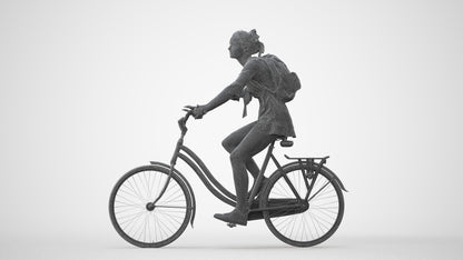 photogrammetry 3D girl casual cycling, realistic human model archviz FBX, square thumbnail