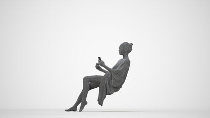 realistic 3D woman pool, scanned archviz people for Blender and 3ds Max, wireframe back view