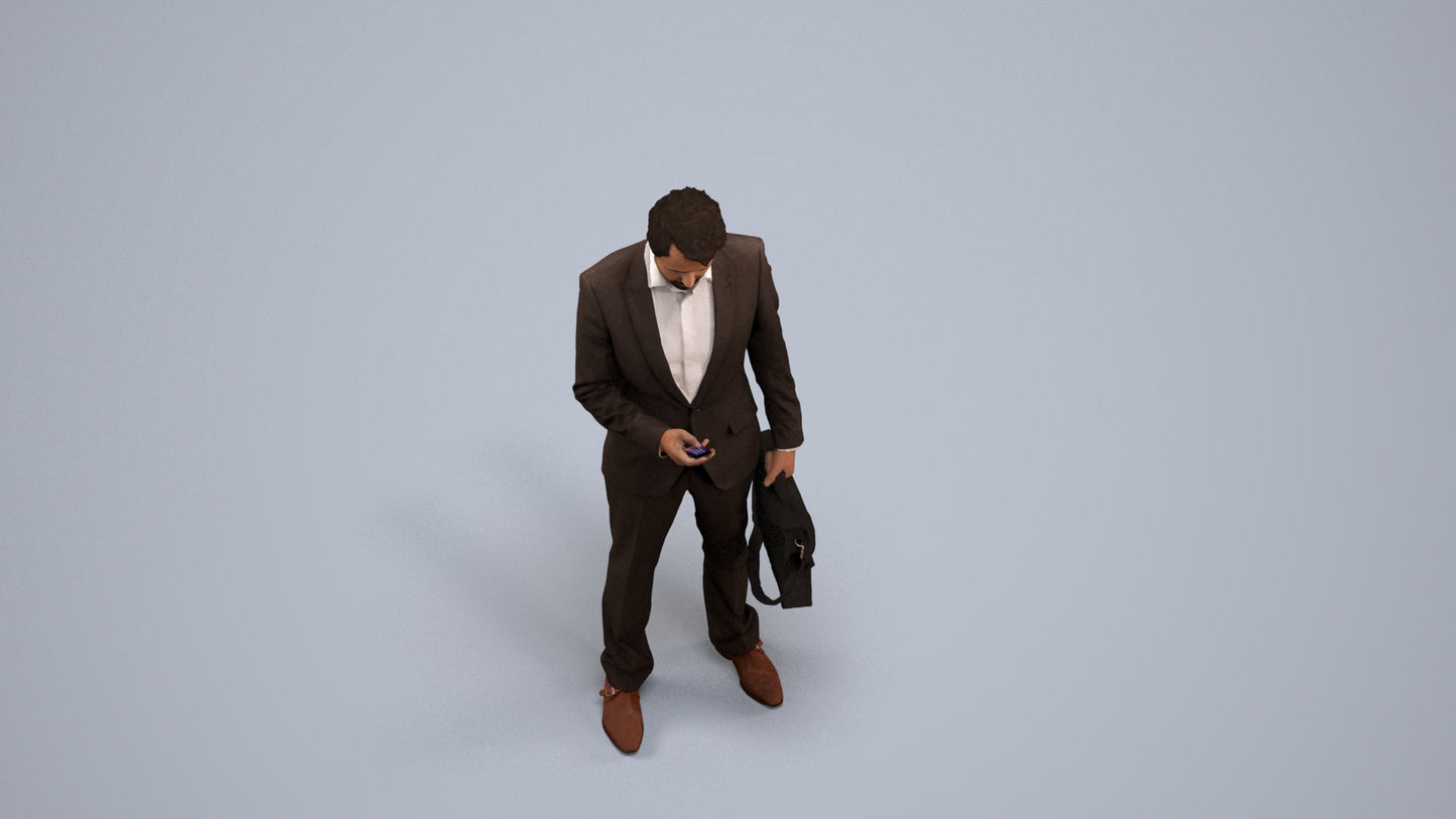 3D people model man business, scanned human for 3ds Max rendering, back view render