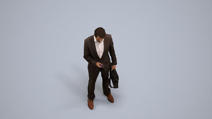 3D people model man business, scanned human for 3ds Max rendering, back view render