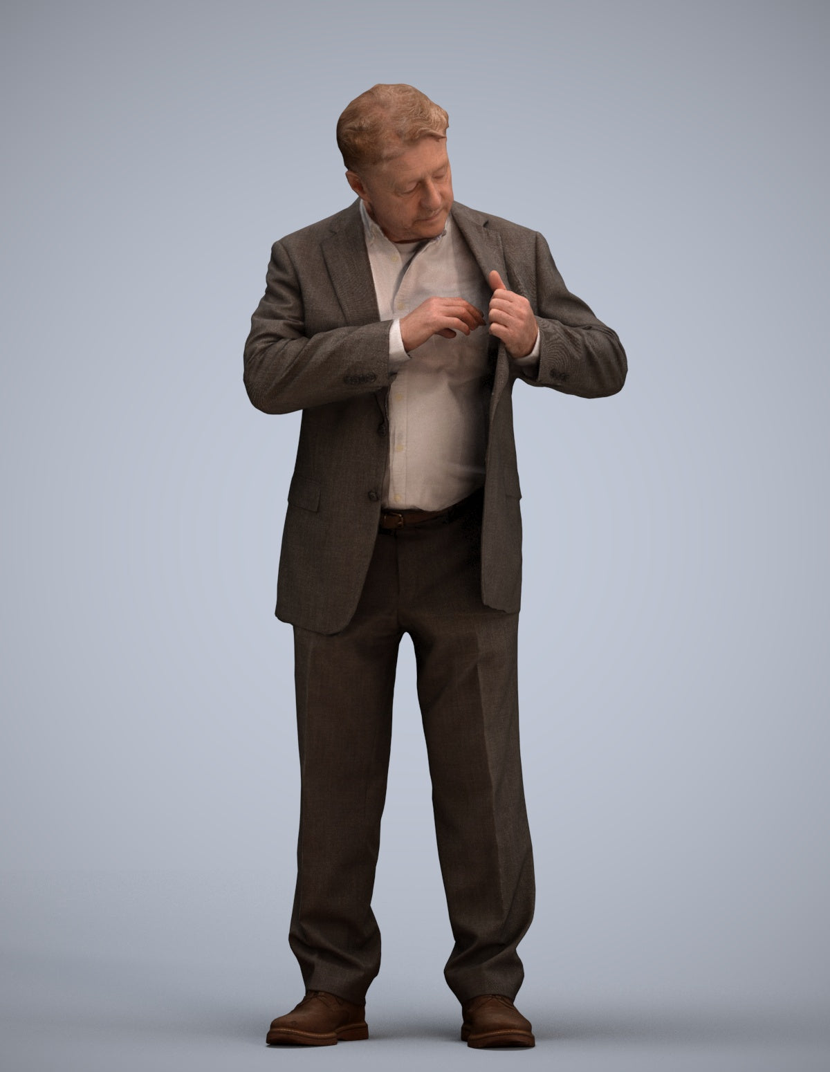 realistic 3D senior man business standing, scanned archviz people for Blender and 3ds Max