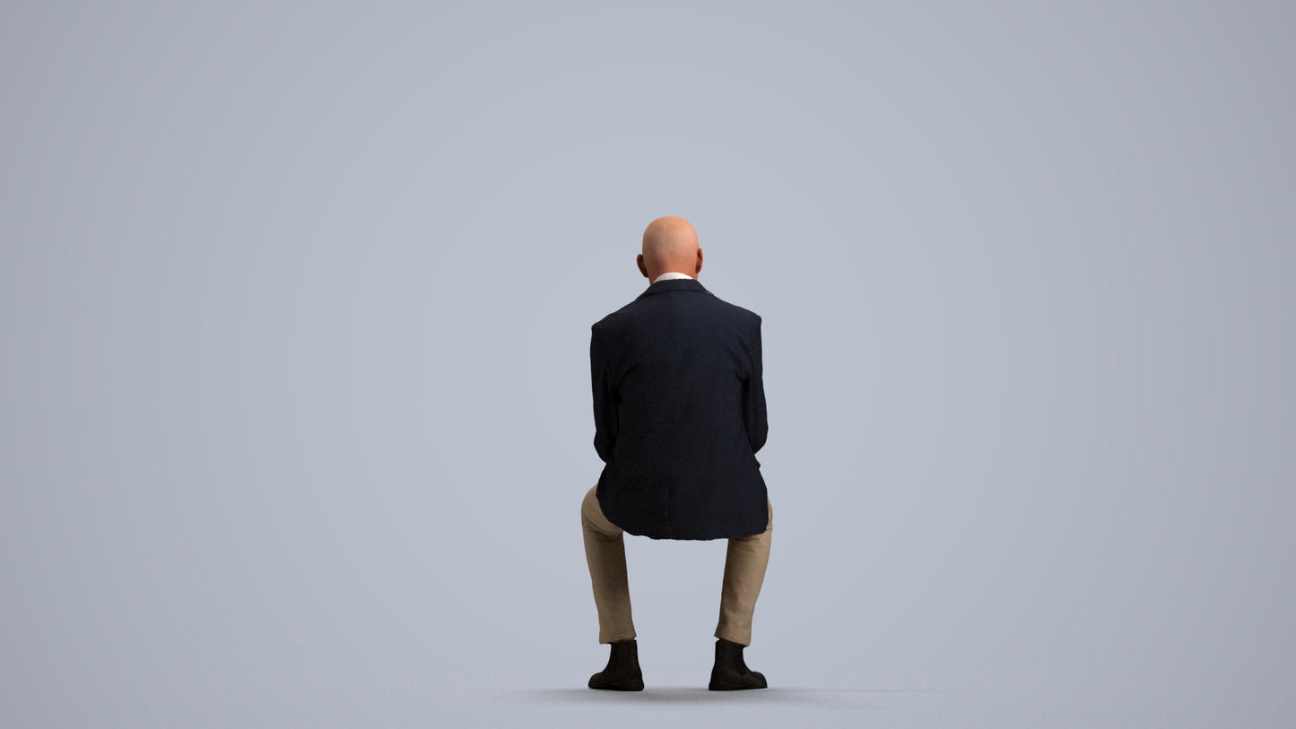 realistic 3D people senior man business, render-ready for V-Ray and Corona, FBX OBJ, front view render