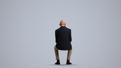 realistic 3D people senior man business, render-ready for V-Ray and Corona, FBX OBJ, front view render