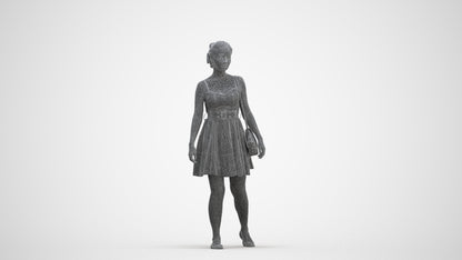 3D human model woman formal formalaffairs, photogrammetry scanned person for archviz, three-quarter front view render