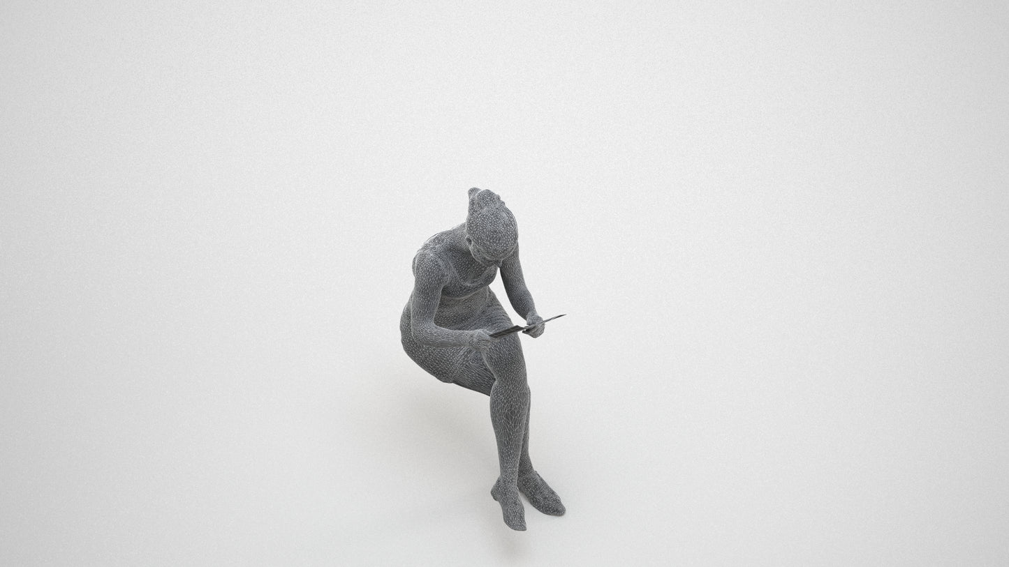 realistic 3D people girl casual kids, render-ready for V-Ray and Corona, FBX OBJ, wireframe three-quarter view
