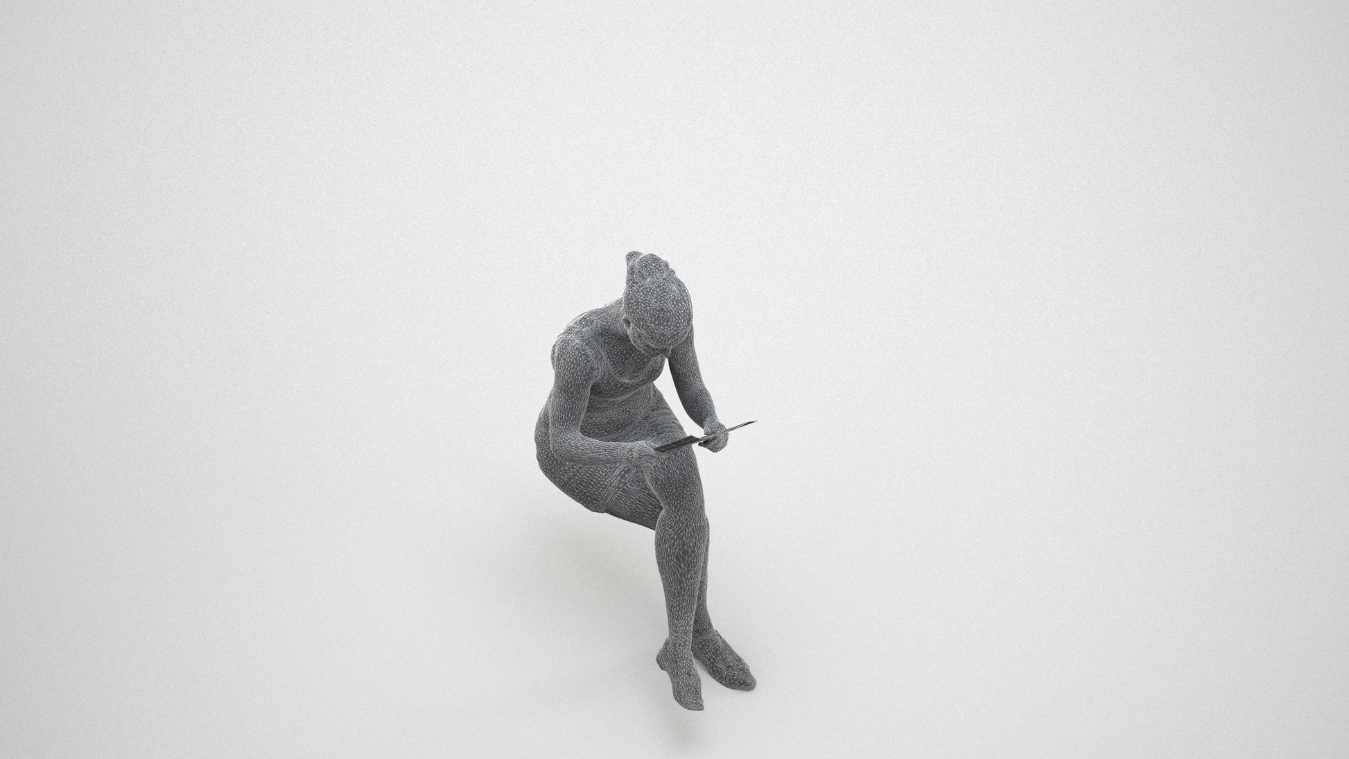 realistic 3D people girl casual kids, render-ready for V-Ray and Corona, FBX OBJ, wireframe three-quarter view