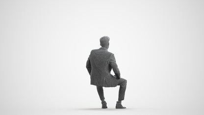realistic 3D man business pool, scanned archviz people for Blender and 3ds Max, wireframe front view