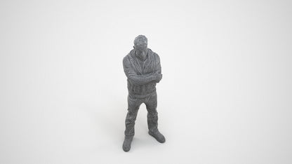 realistic 3D man casual standing, scanned archviz people for Blender and 3ds Max, wireframe three-quarter view