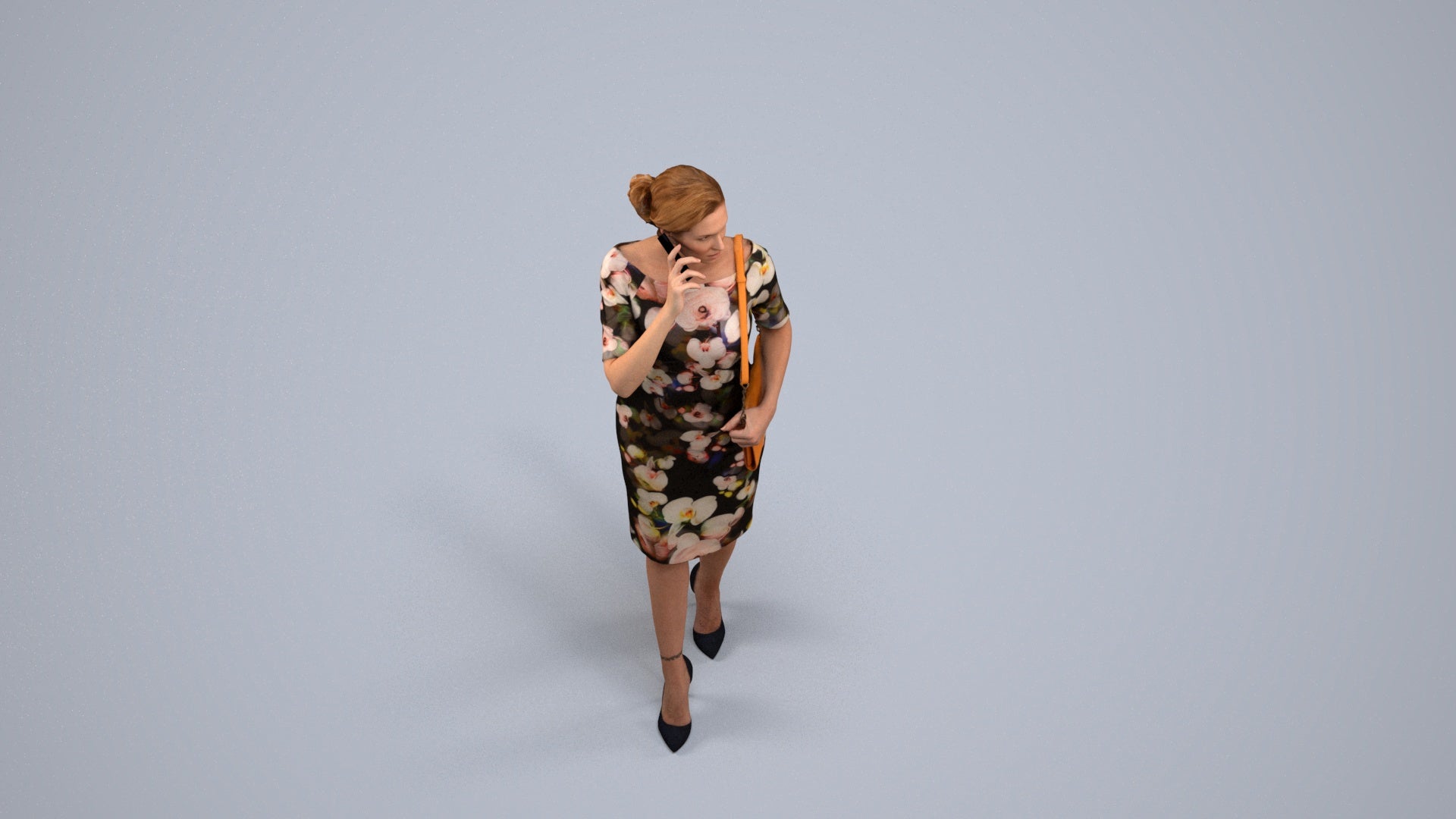 photogrammetry 3D woman casual standing, realistic human model archviz FBX, back view render