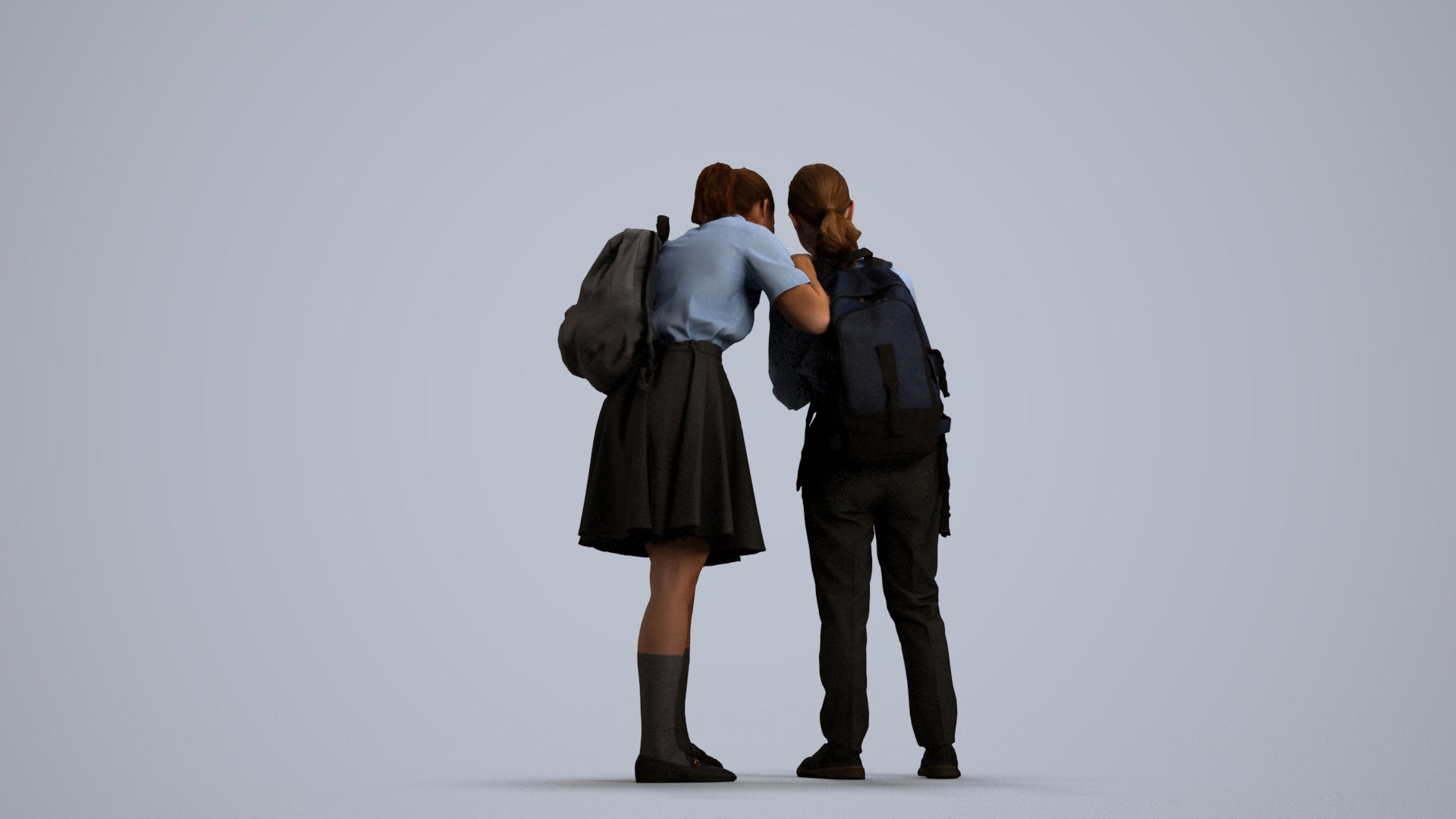 realistic 3D girl kids, scanned archviz people for Blender and 3ds Max, front view render
