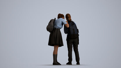 realistic 3D girl kids, scanned archviz people for Blender and 3ds Max, front view render