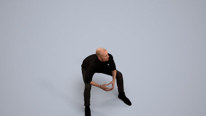realistic 3D human man casual sitting, archviz people FBX OBJ for Blender, back view render