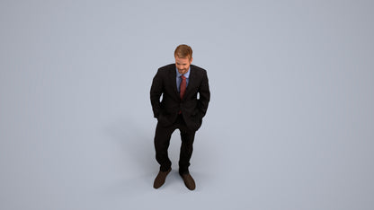 realistic 3D man business, scanned archviz people for Blender and 3ds Max, back view render