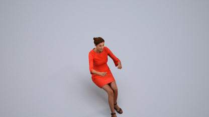 3D people model senior woman business sitting, scanned human for 3ds Max rendering, back view render