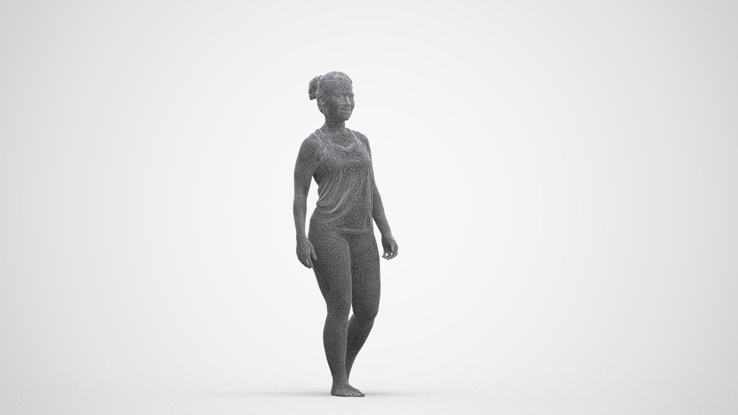 realistic 3D people woman sport, render-ready for V-Ray and Corona, FBX OBJ, three-quarter front view render