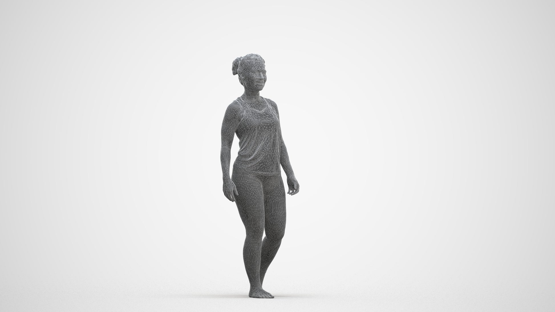 realistic 3D people woman sport, render-ready for V-Ray and Corona, FBX OBJ, three-quarter front view render