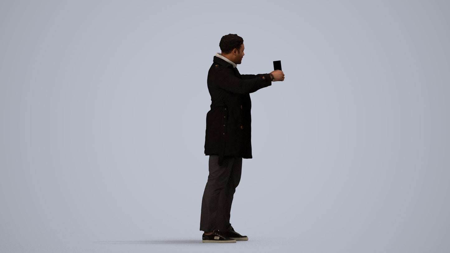 scanned 3D man casual standing, photogrammetry people for Enscape and V-Ray, side view render
