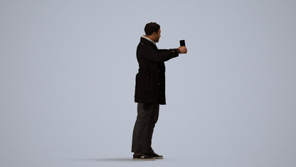 scanned 3D man casual standing, photogrammetry people for Enscape and V-Ray, side view render
