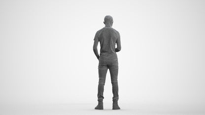 3D people model boy casual kids, scanned human for 3ds Max rendering, wireframe front view