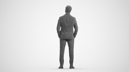 realistic 3D people man business, render-ready for V-Ray and Corona, FBX OBJ, wireframe front view