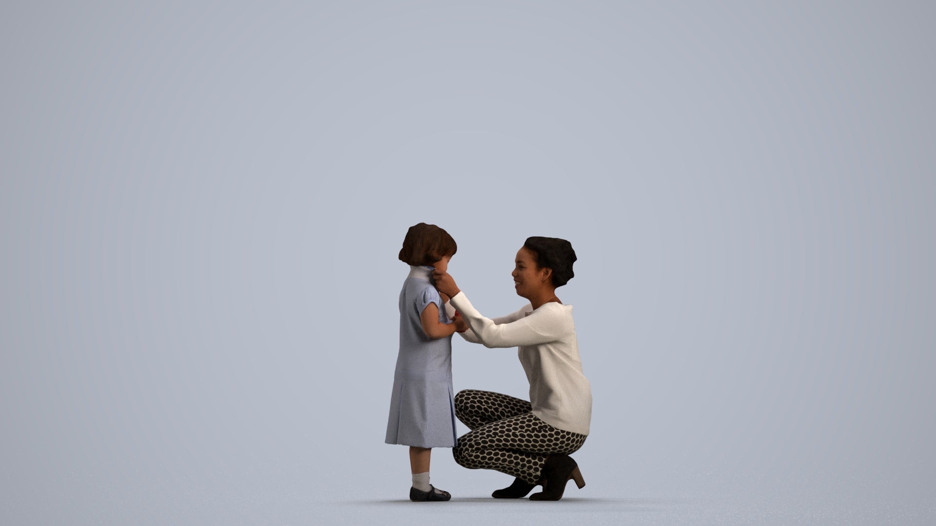realistic 3D people woman casual kids, render-ready for V-Ray and Corona, FBX OBJ, front view render