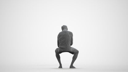 scanned 3D man casual sitting, photogrammetry people for Enscape and V-Ray, wireframe front view