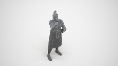 realistic 3D people woman hospitality, render-ready for V-Ray and Corona, FBX OBJ, wireframe three-quarter view