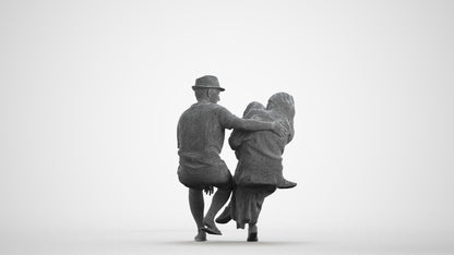 scanned 3D girl kids, photogrammetry people for Enscape and V-Ray, wireframe front view