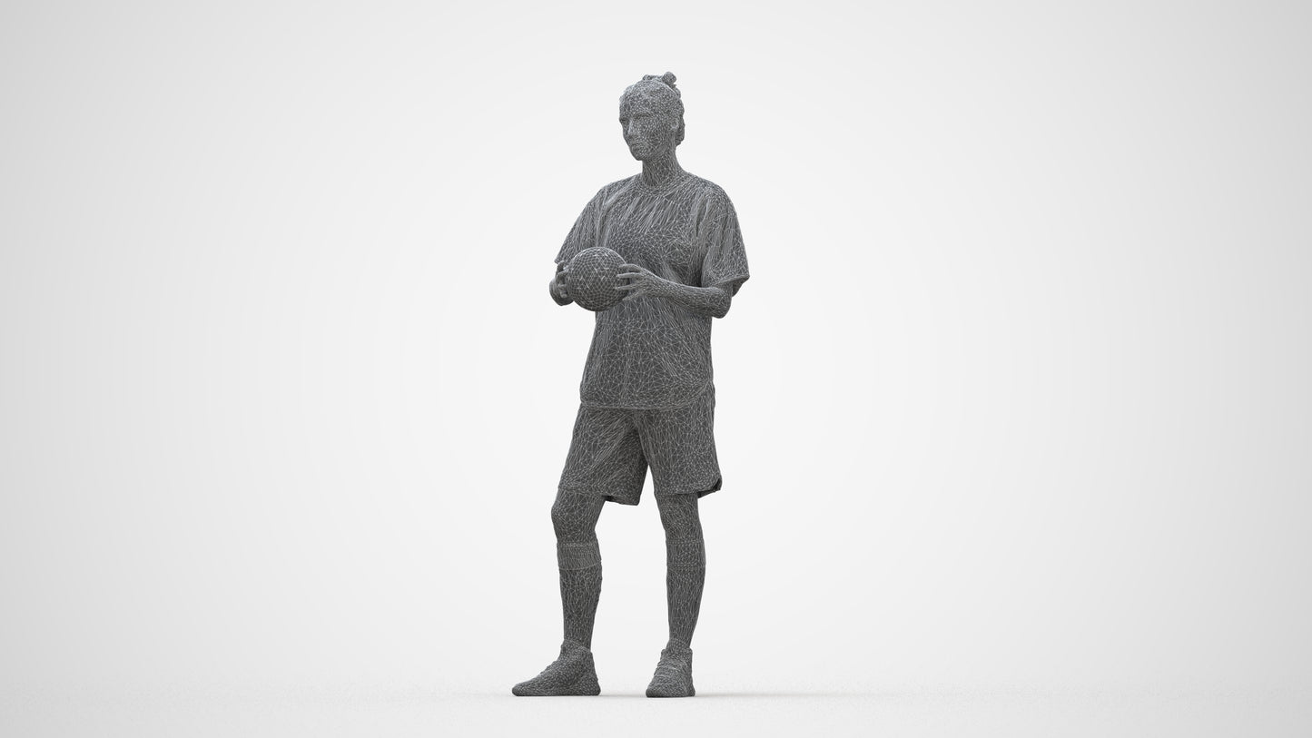 3D people model woman sport, scanned human for 3ds Max rendering, wireframe back view